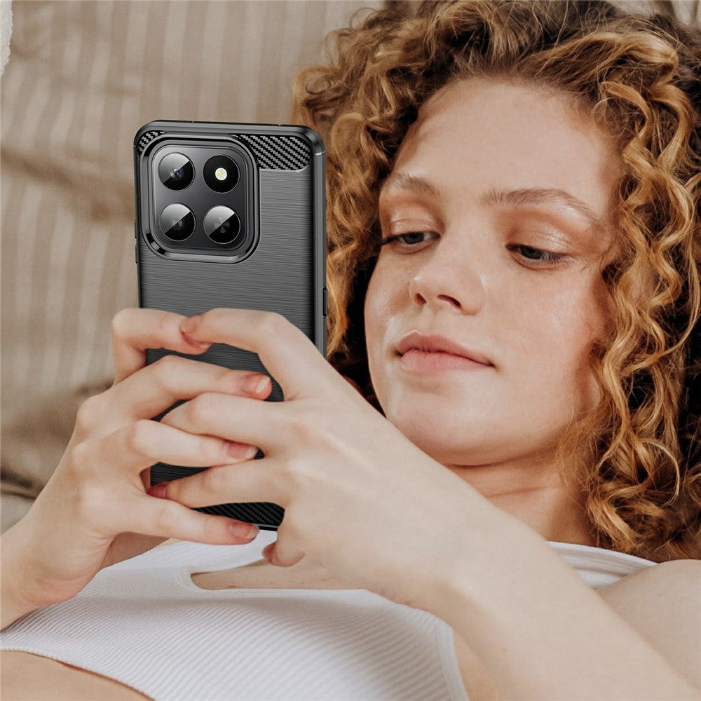 Phone Case For Honor 400 Smart 5G  /  4G  /  X7d 4G Protective Cover Carbon Fiber Texture Brushed