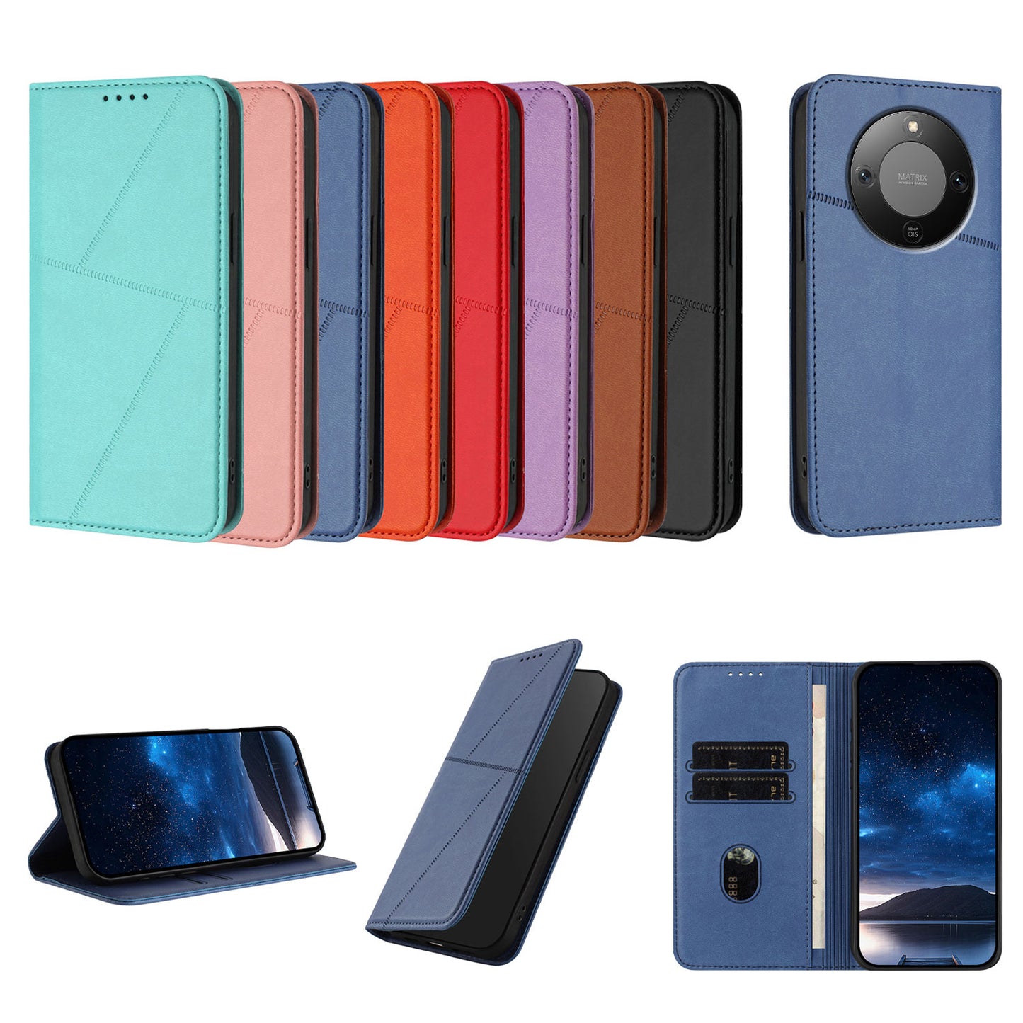 For Honor Magic8 Lite 5G / X9d 5G / X70 5G Wallet Case Magnetic Closure Leather Flip Phone Cover with Stand