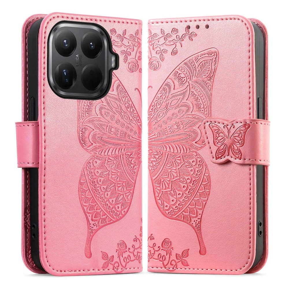 For Xiaomi 15T Pro Case with Strap Butterfly Pattern PU Leather Wallet Phone Cover