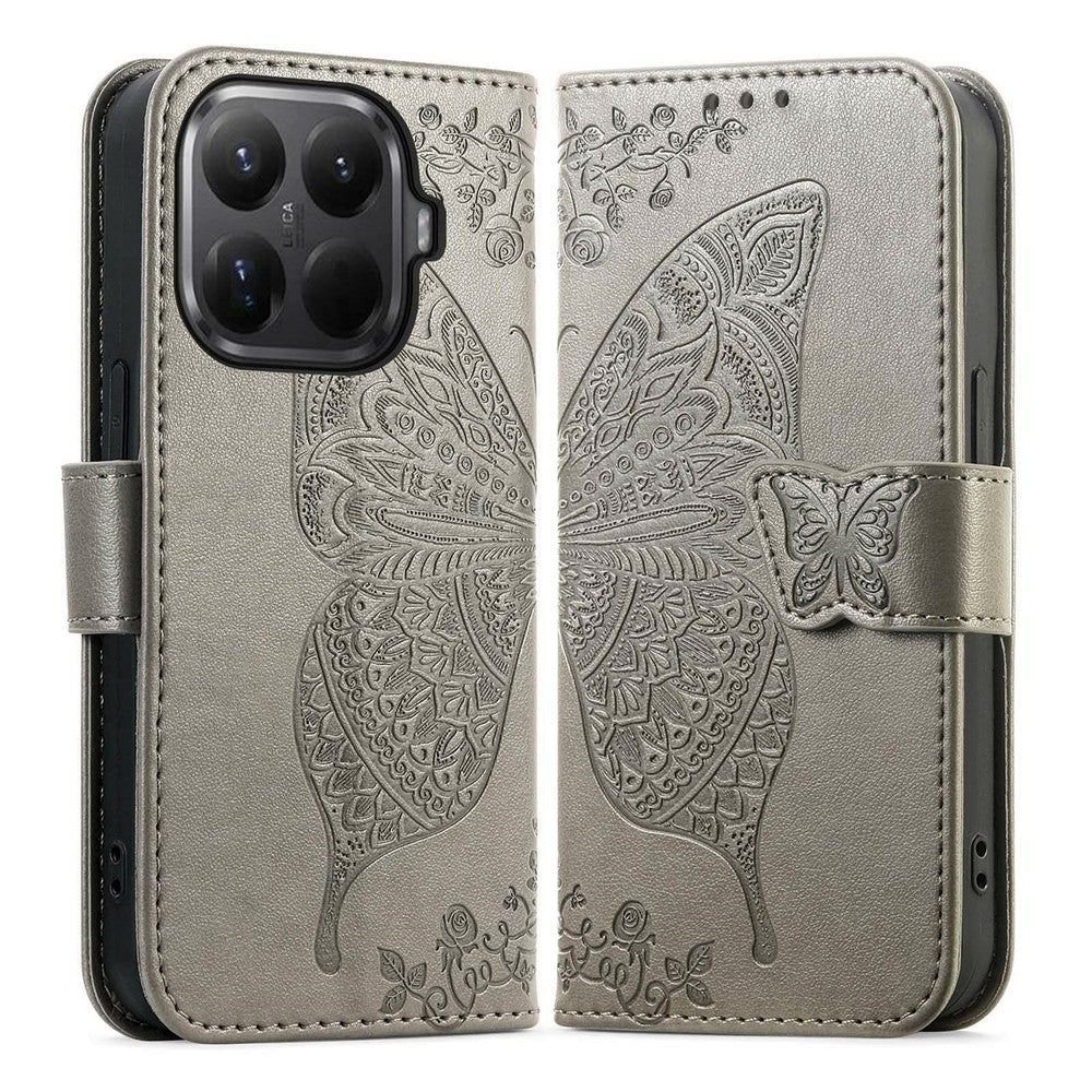 For Xiaomi 15T Pro Case with Strap Butterfly Pattern PU Leather Wallet Phone Cover