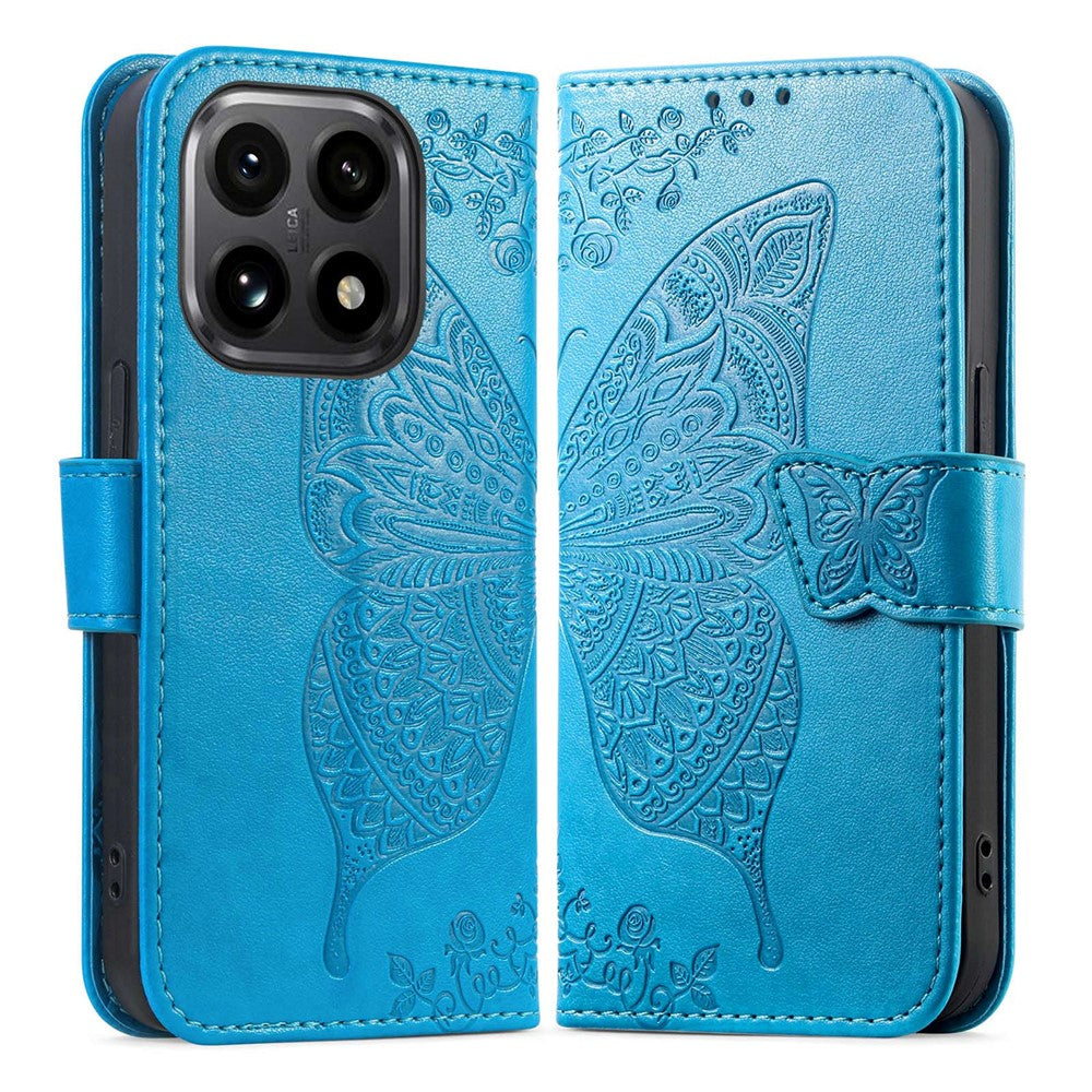 For Xiaomi 15T Case with Strap Butterfly Pattern PU Leather Wallet Phone Cover