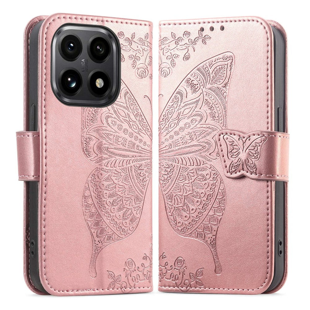 For Xiaomi 15T Case with Strap Butterfly Pattern PU Leather Wallet Phone Cover