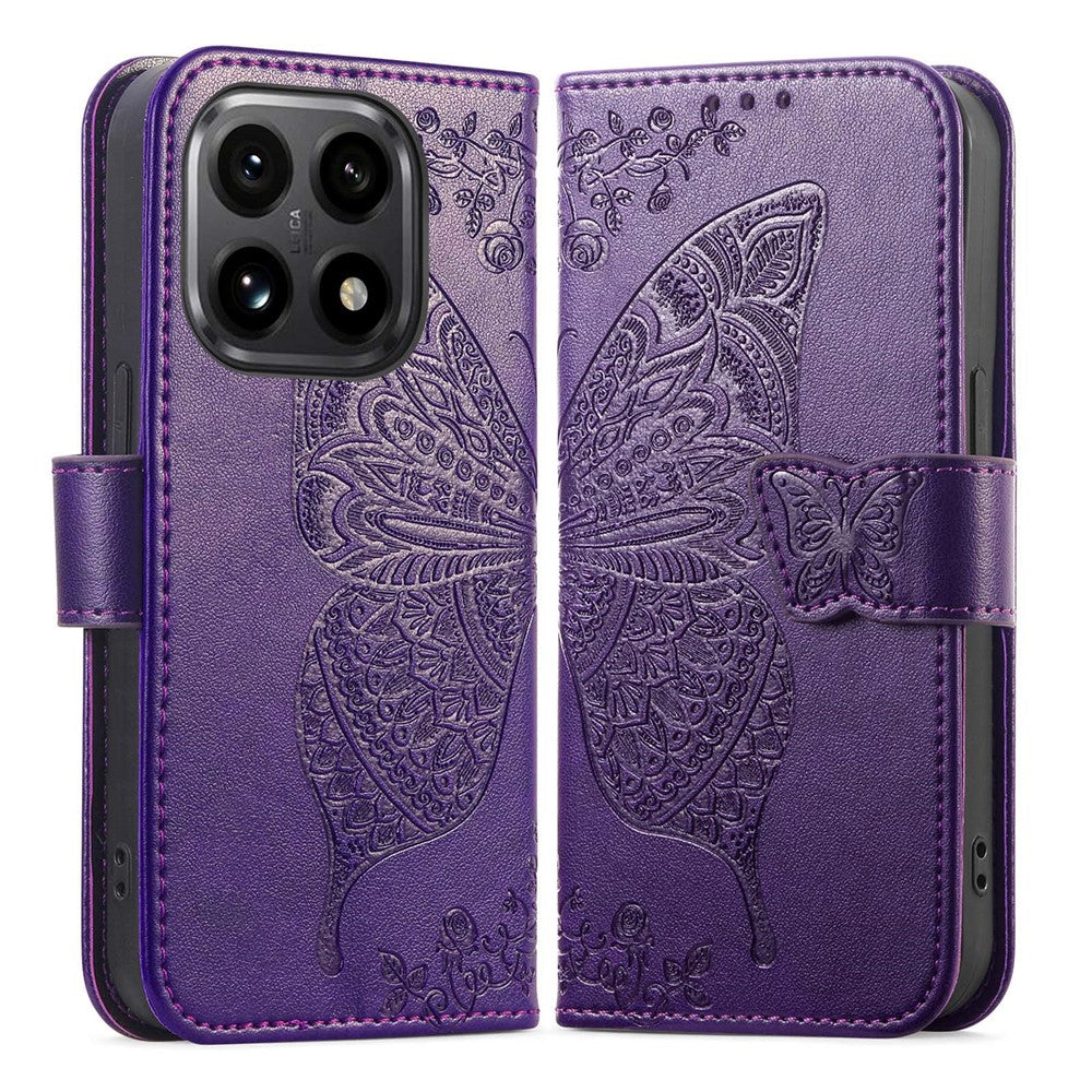 For Xiaomi 15T Case with Strap Butterfly Pattern PU Leather Wallet Phone Cover