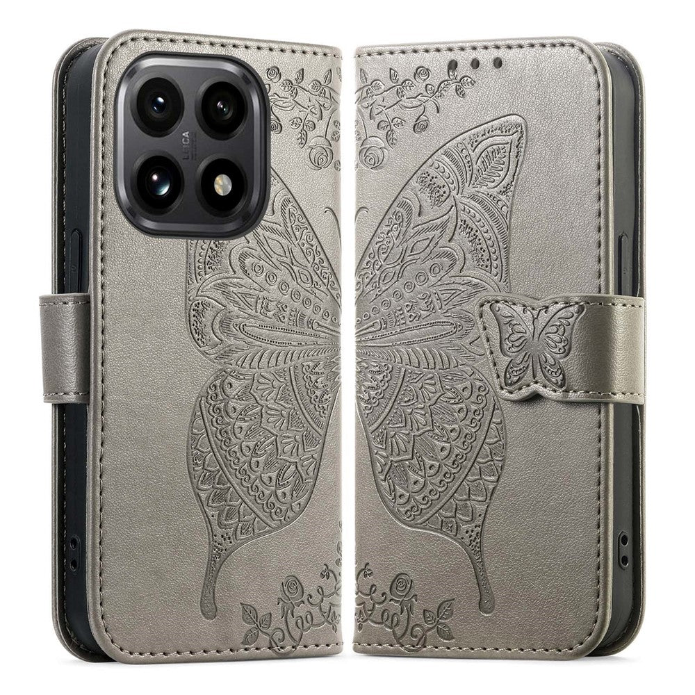 For Xiaomi 15T Case with Strap Butterfly Pattern PU Leather Wallet Phone Cover
