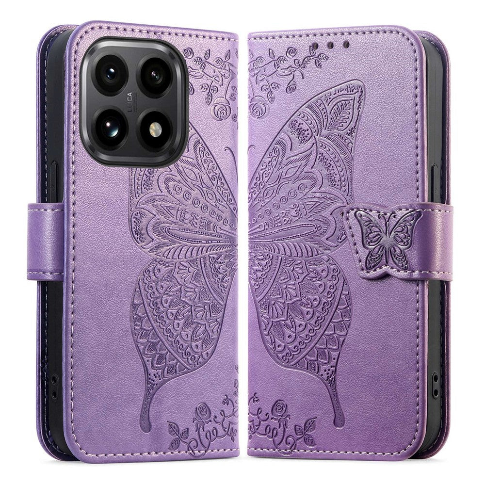 For Xiaomi 15T Case with Strap Butterfly Pattern PU Leather Wallet Phone Cover