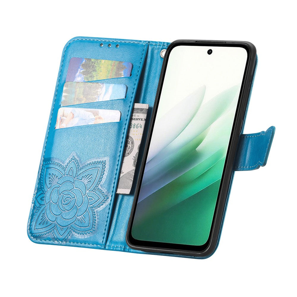 For Xiaomi Poco M7 4G (EU) (171mm) Case with Strap Butterfly Pattern PU Leather Wallet Phone Cover