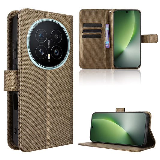 Honor Magic8 5G Handyhülle – Leder-Brieftaschenetui mit Riemen und Diamant-Textur