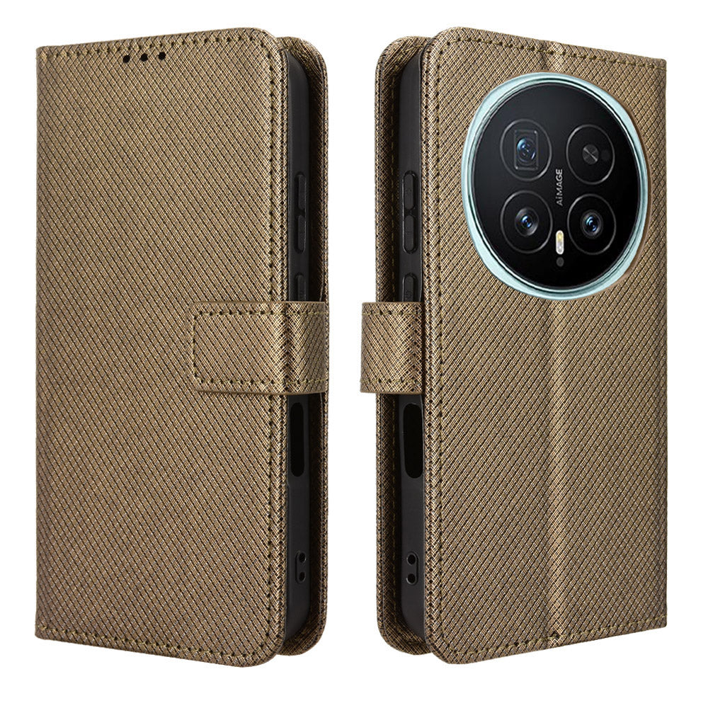 For Honor Magic8 5G Leather Wallet Case with Strap Diamond Texture Phone Cover