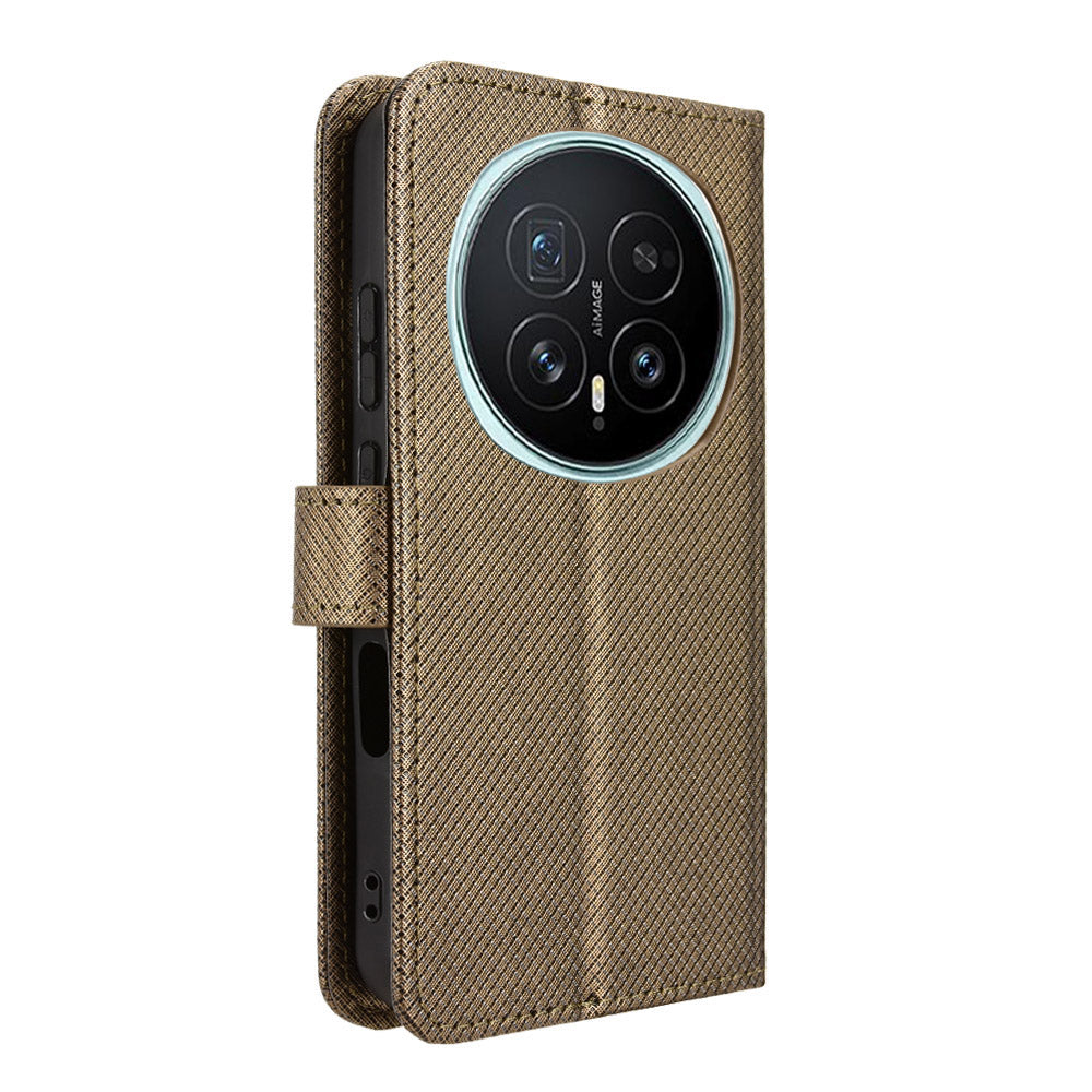 For Honor Magic8 5G Leather Wallet Case with Strap Diamond Texture Phone Cover
