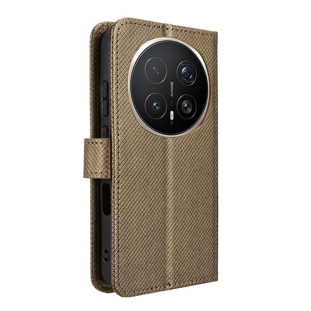 For Honor Magic8 Pro 5G Leather Wallet Case with Strap Diamond Texture Phone Cover