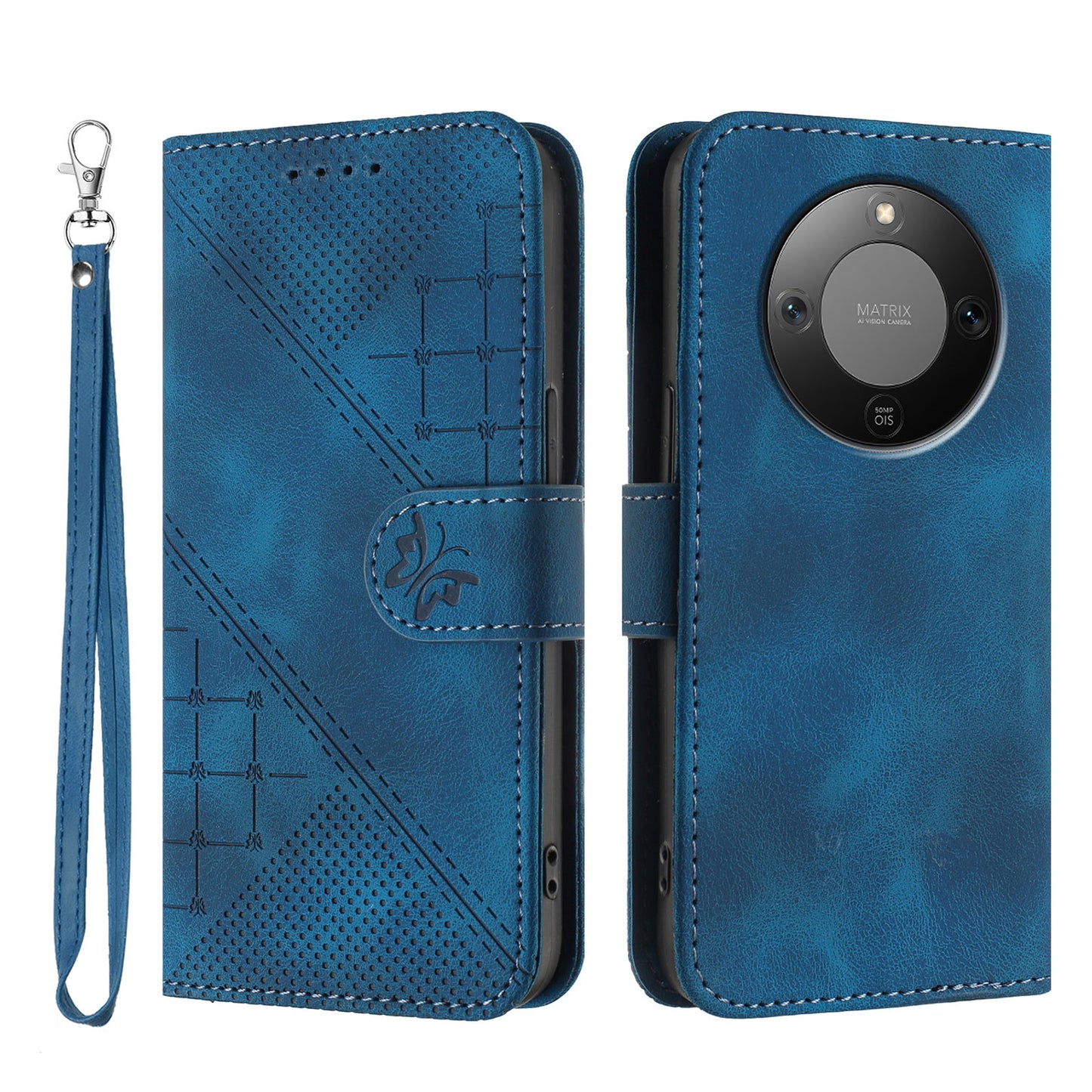 For Honor Magic8 Lite 5G / X9d 5G / X70 5G Leather Wallet Case Butterfly Flower Imprinted Phone Cover with Strap