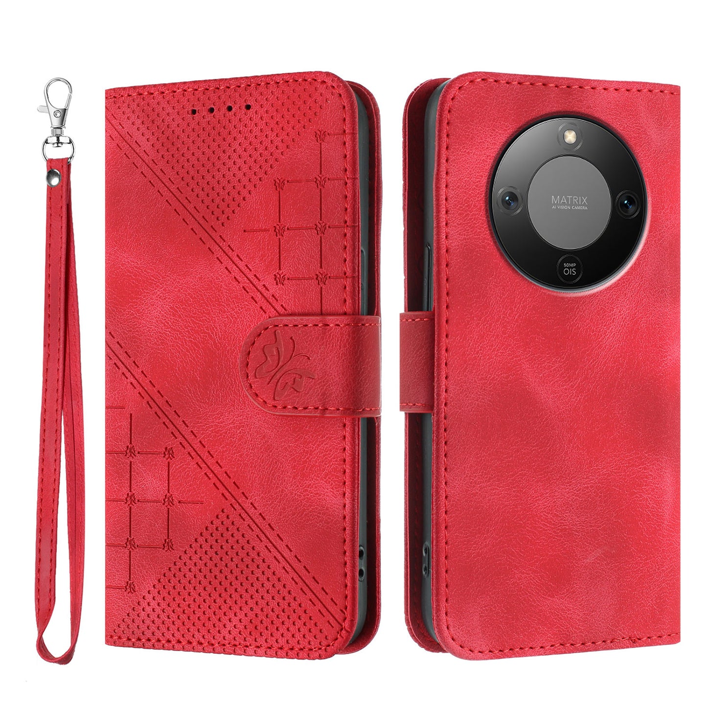 For Honor Magic8 Lite 5G / X9d 5G / X70 5G Leather Wallet Case Butterfly Flower Imprinted Phone Cover with Strap