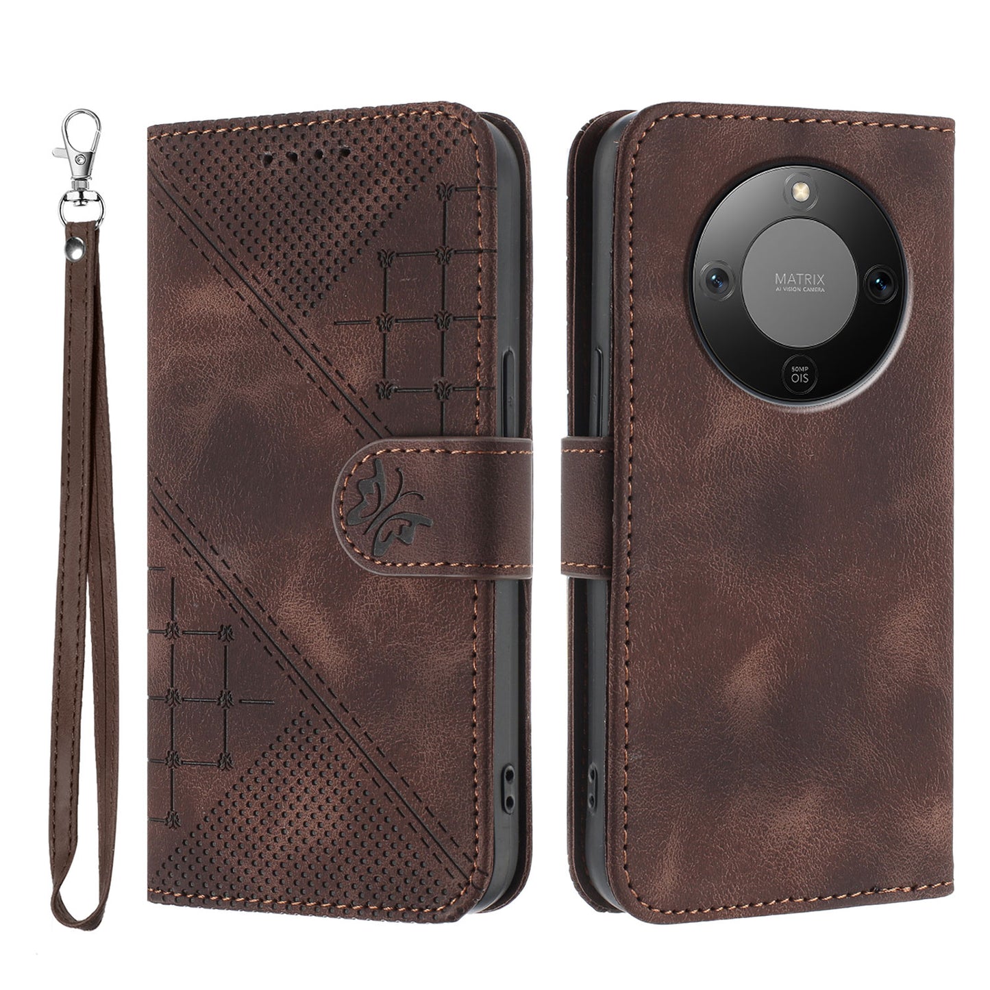 For Honor Magic8 Lite 5G / X9d 5G / X70 5G Leather Wallet Case Butterfly Flower Imprinted Phone Cover with Strap