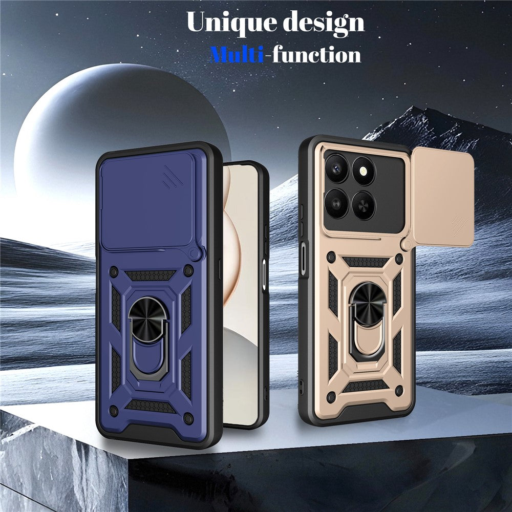 Phone Case For Honor 400 Smart 5G  /  4G  /  X7d 4G  /  5G PC + TPU Kickstand Cover with Slide Camera Lid