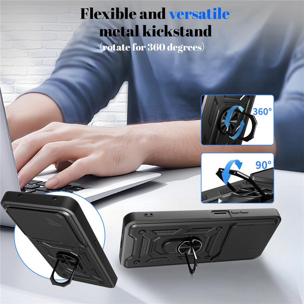 Phone Case For Honor 400 Smart 5G  /  4G  /  X7d 4G  /  5G PC + TPU Kickstand Cover with Slide Camera Lid