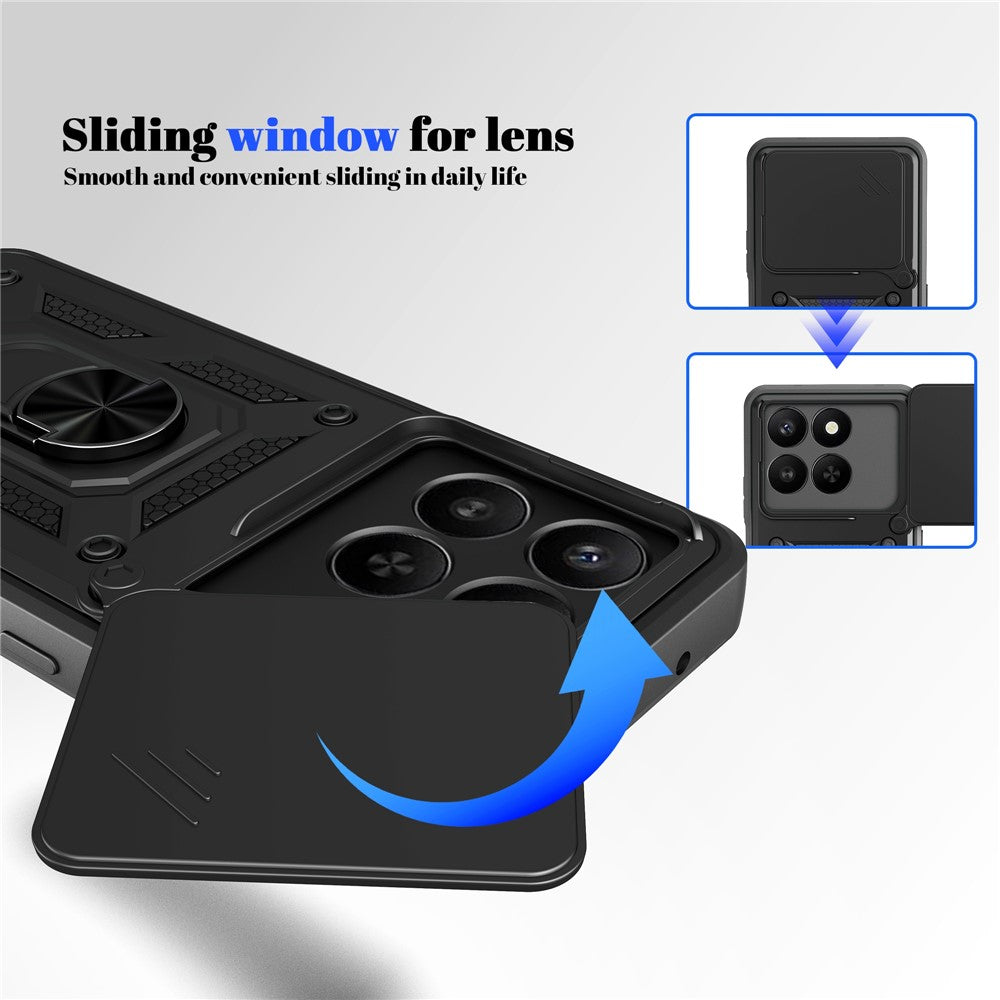 Phone Case For Honor 400 Smart 5G  /  4G  /  X7d 4G  /  5G PC + TPU Kickstand Cover with Slide Camera Lid