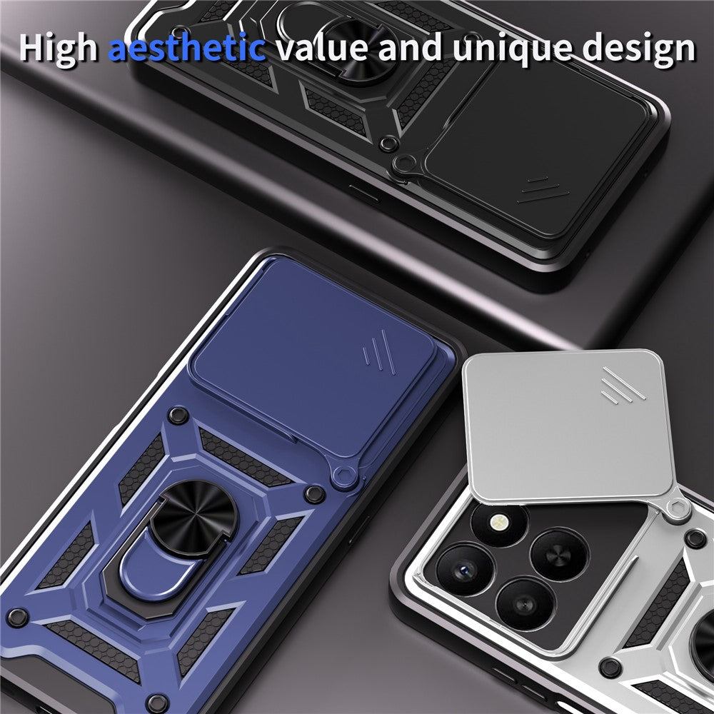 Phone Case For Honor 400 Smart 5G  /  4G  /  X7d 4G  /  5G PC + TPU Kickstand Cover with Slide Camera Lid