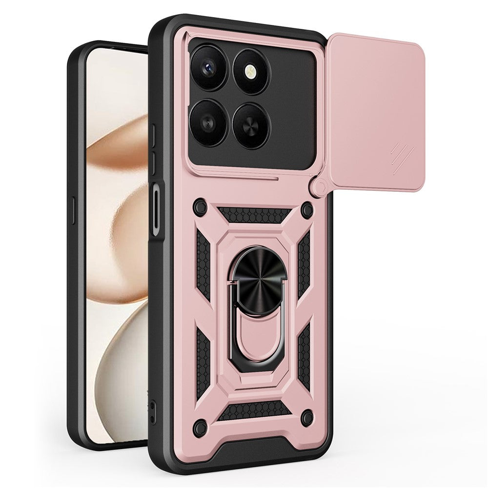 Phone Case For Honor 400 Smart 5G  /  4G  /  X7d 4G  /  5G PC + TPU Kickstand Cover with Slide Camera Lid