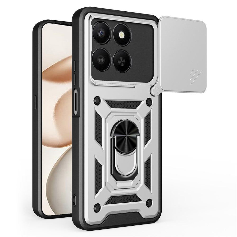Phone Case For Honor 400 Smart 5G  /  4G  /  X7d 4G  /  5G PC + TPU Kickstand Cover with Slide Camera Lid