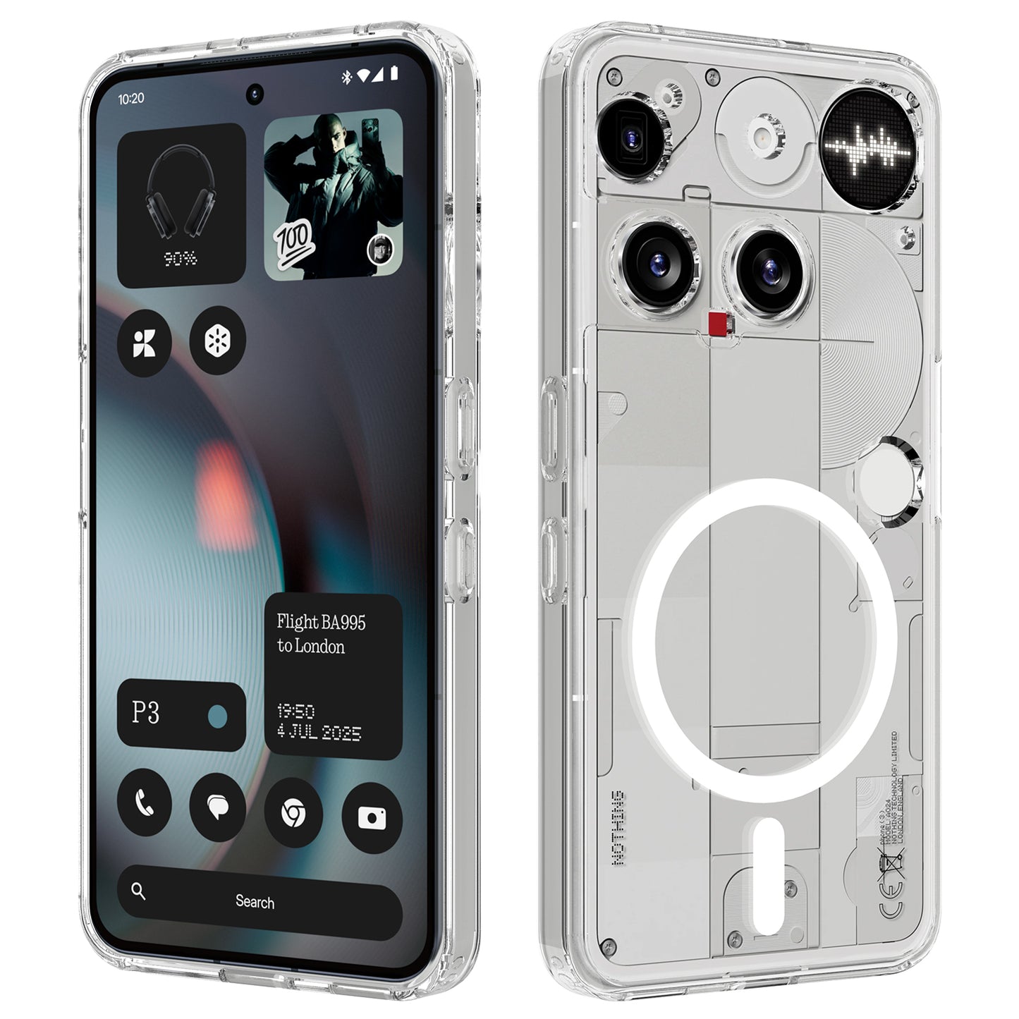 Nothing Phone (3) 5G Transparente Handyhülle – Magnetisch, aus TPU- & Acryl-Rückseite