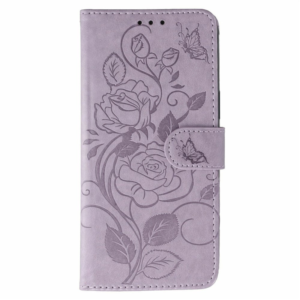 For Xiaomi 15T Case Wallet Stand Imprinted Rose Butterfly PU Leather Phone Cover