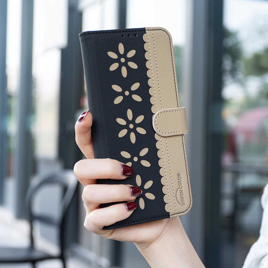 BINFEN COLOR For Honor Magic8 Lite 5G / X9d 5G / X70 5G Leather Case  BF36 Floral Pattern Phone Cover RFID Blocking Wallet Stand