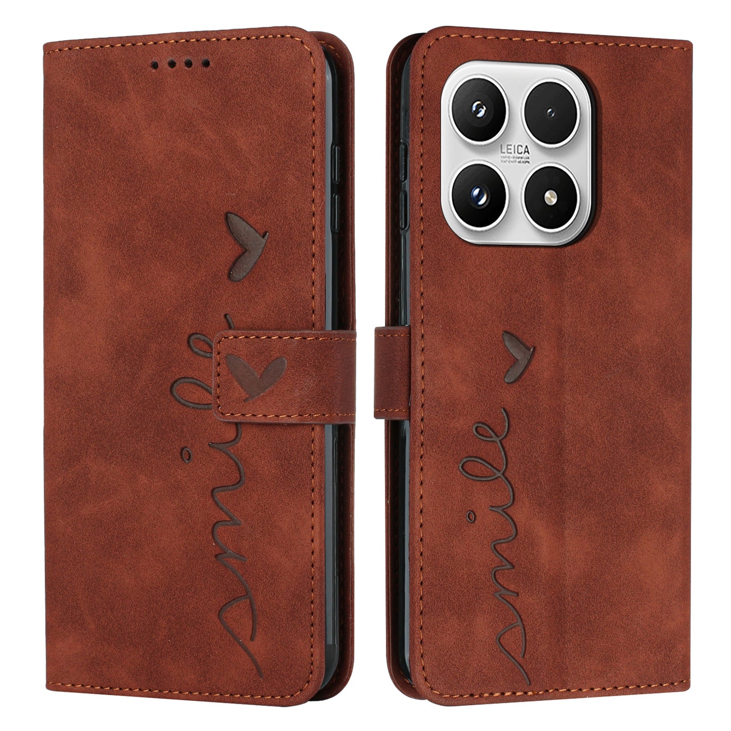 For Xiaomi 17 Stand Case PU Leather Phone Cover Imprinted Heart Pattern