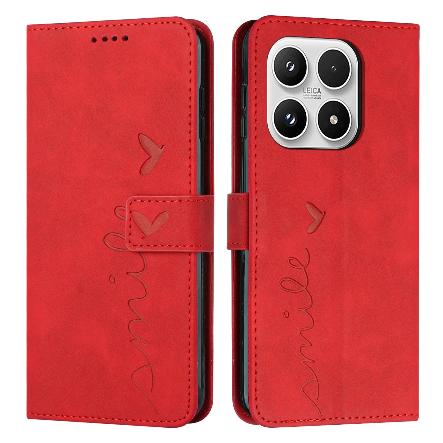 For Xiaomi 17 Stand Case PU Leather Phone Cover Imprinted Heart Pattern