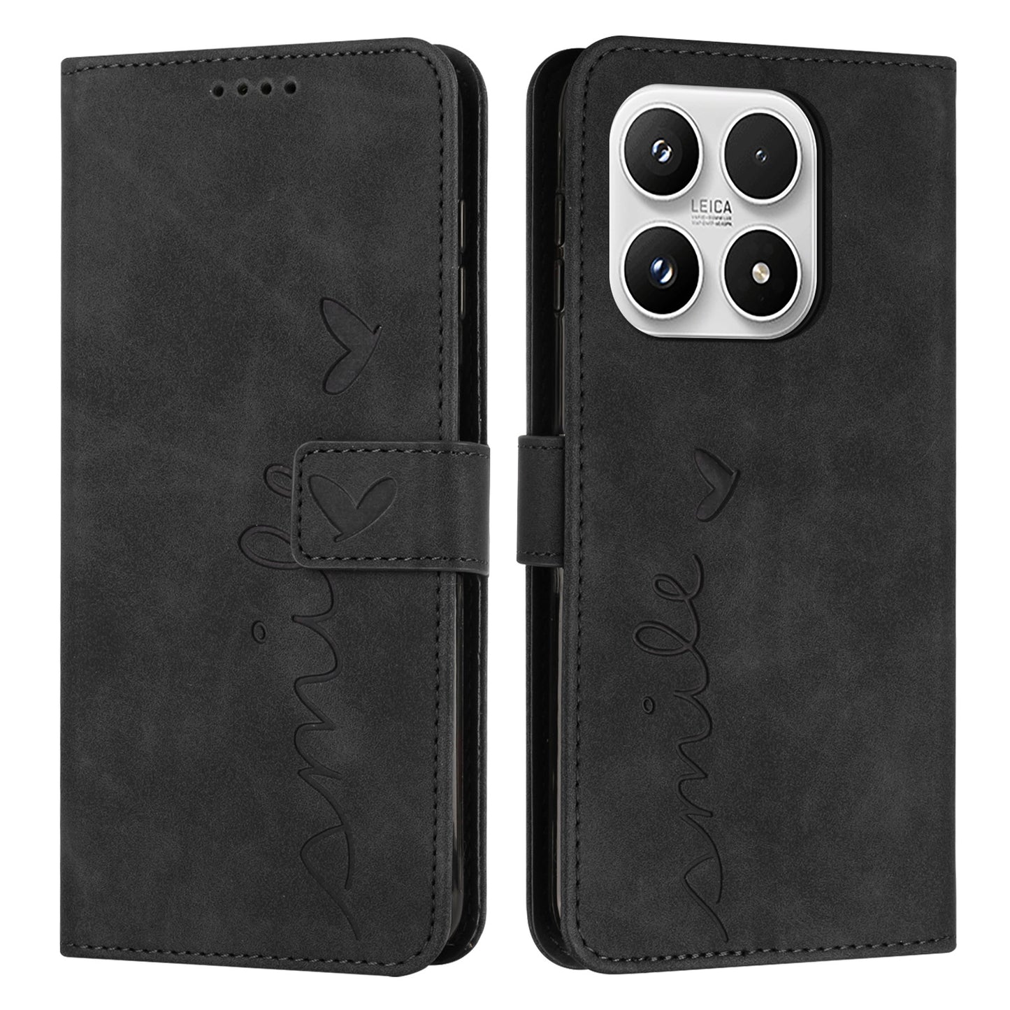 For Xiaomi 17 Stand Case PU Leather Phone Cover Imprinted Heart Pattern