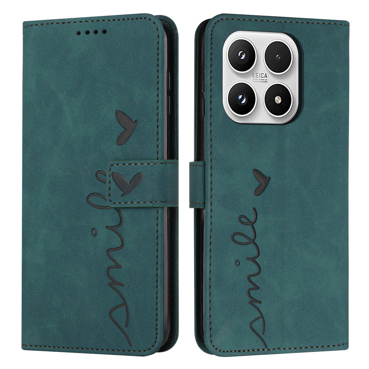 For Xiaomi 17 Stand Case PU Leather Phone Cover Imprinted Heart Pattern