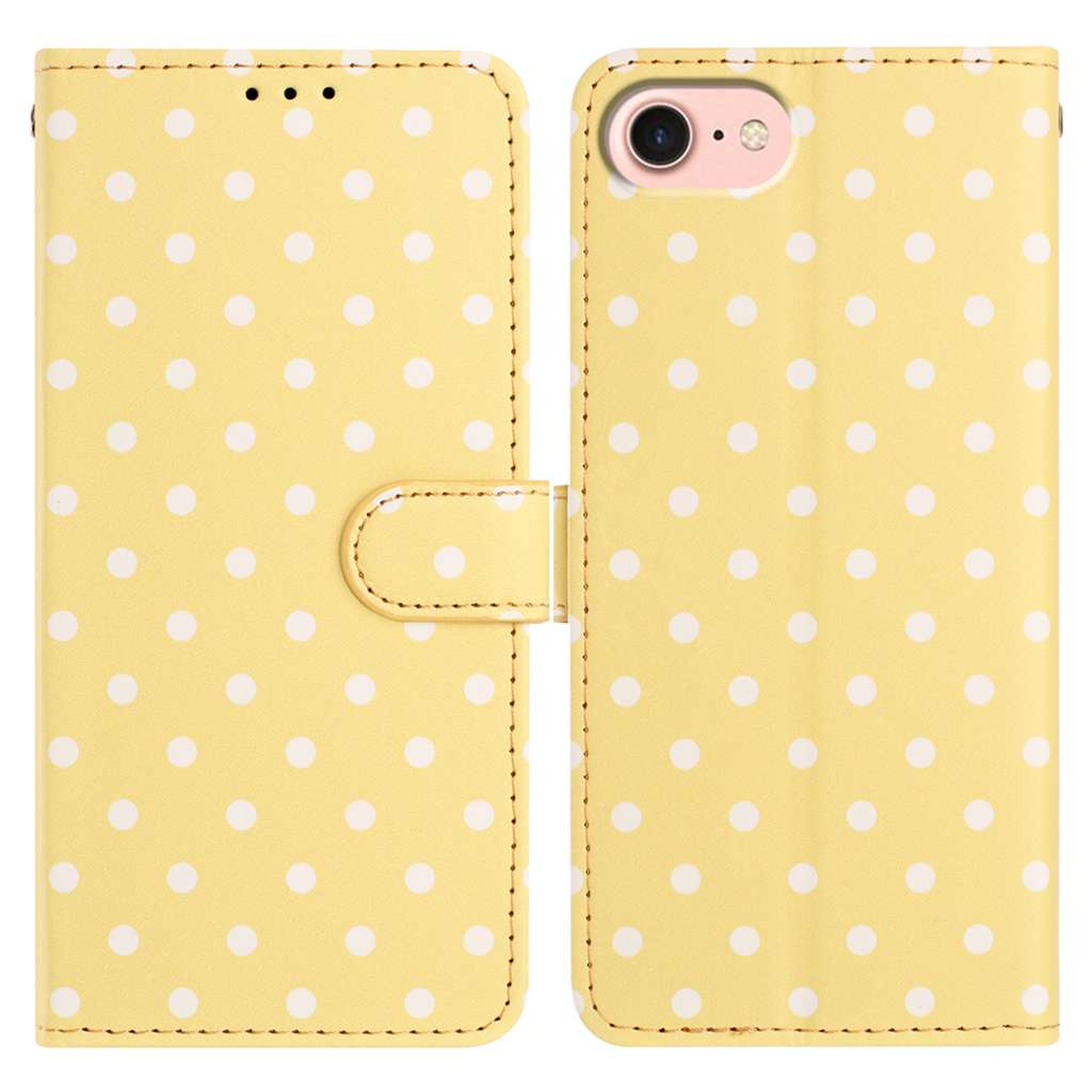 For iPhone 17e / 16e Leather Case Polka Dot Pattern Wallet Stand Folio Phone Cover