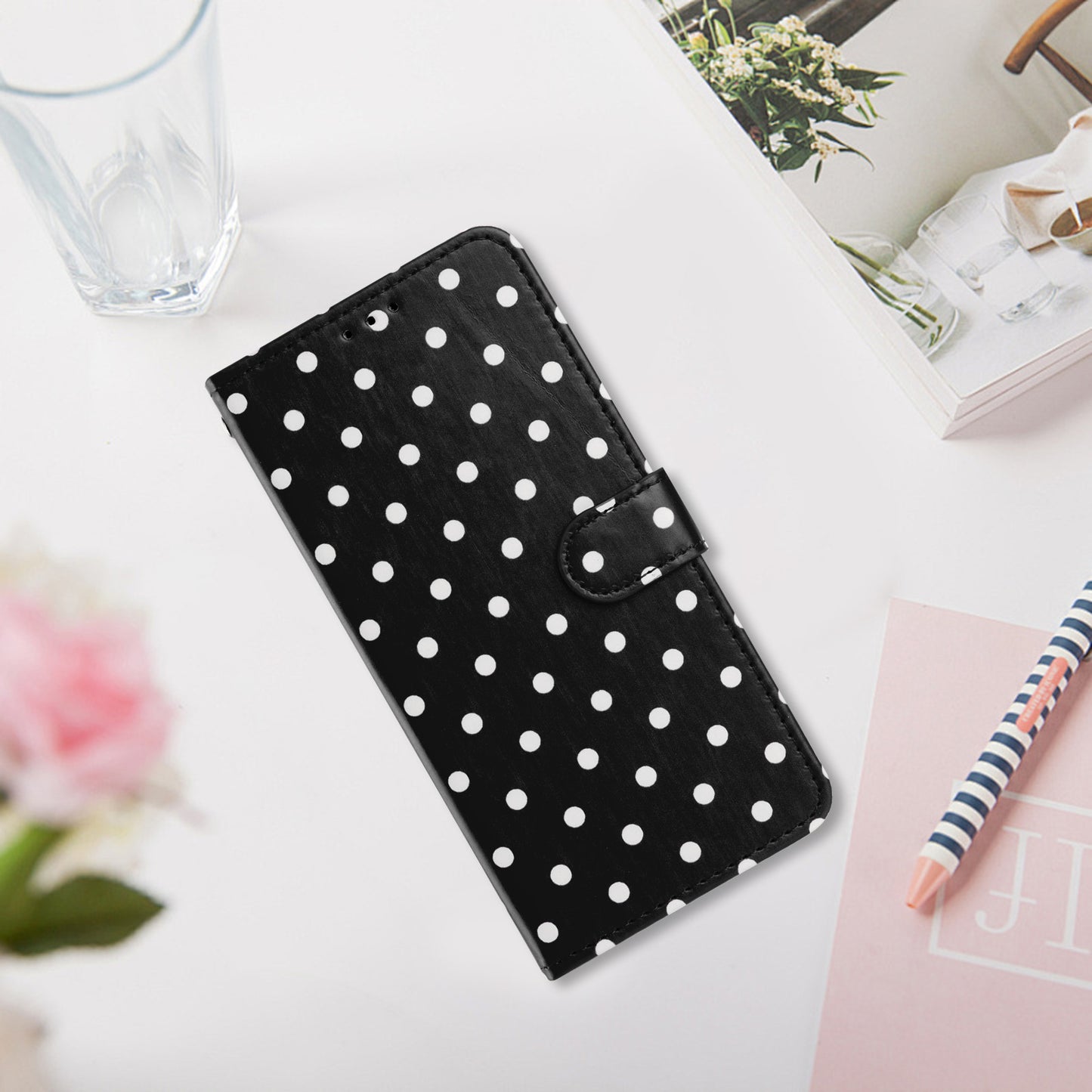 For iPhone 18 Pro Max / 17 Pro Max Leather Case Polka Dot Pattern Wallet Stand Folio Phone Cover