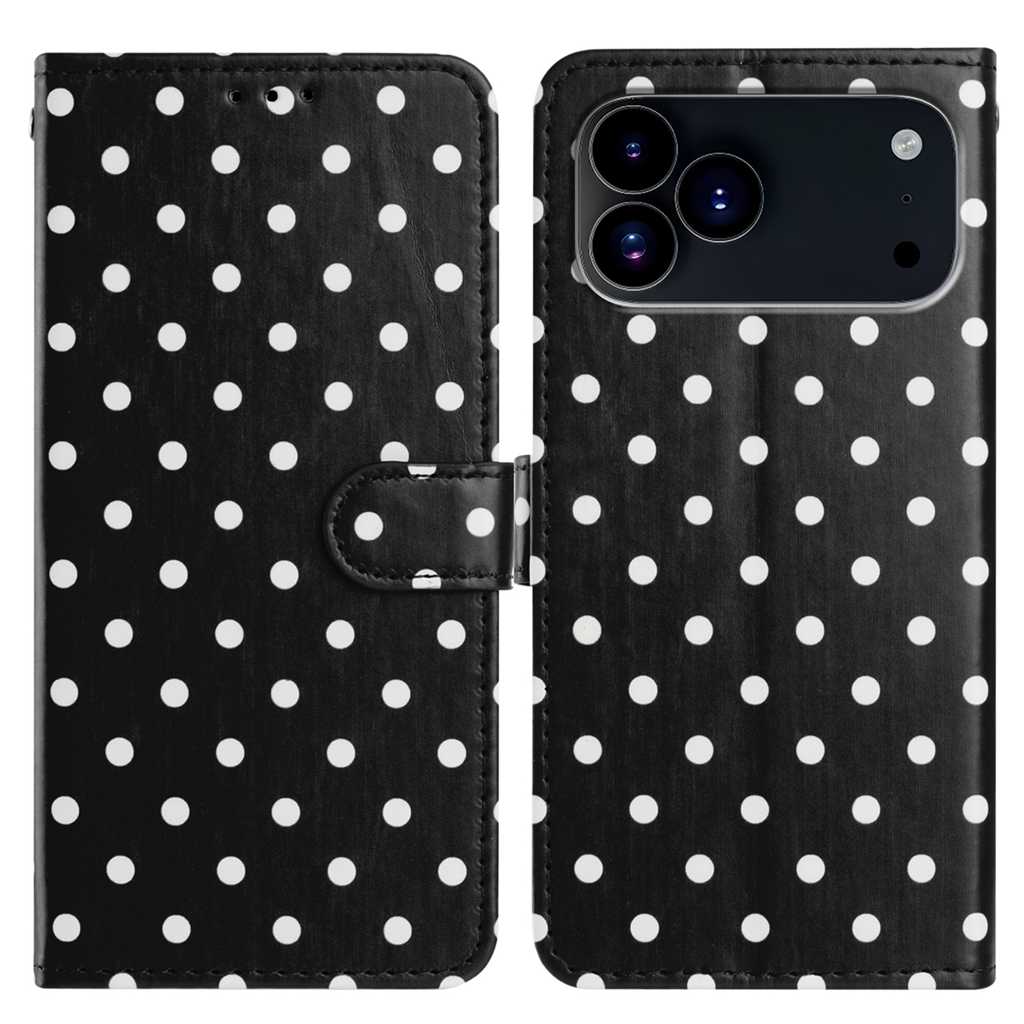 For iPhone 18 Pro Max / 17 Pro Max Leather Case Polka Dot Pattern Wallet Stand Folio Phone Cover