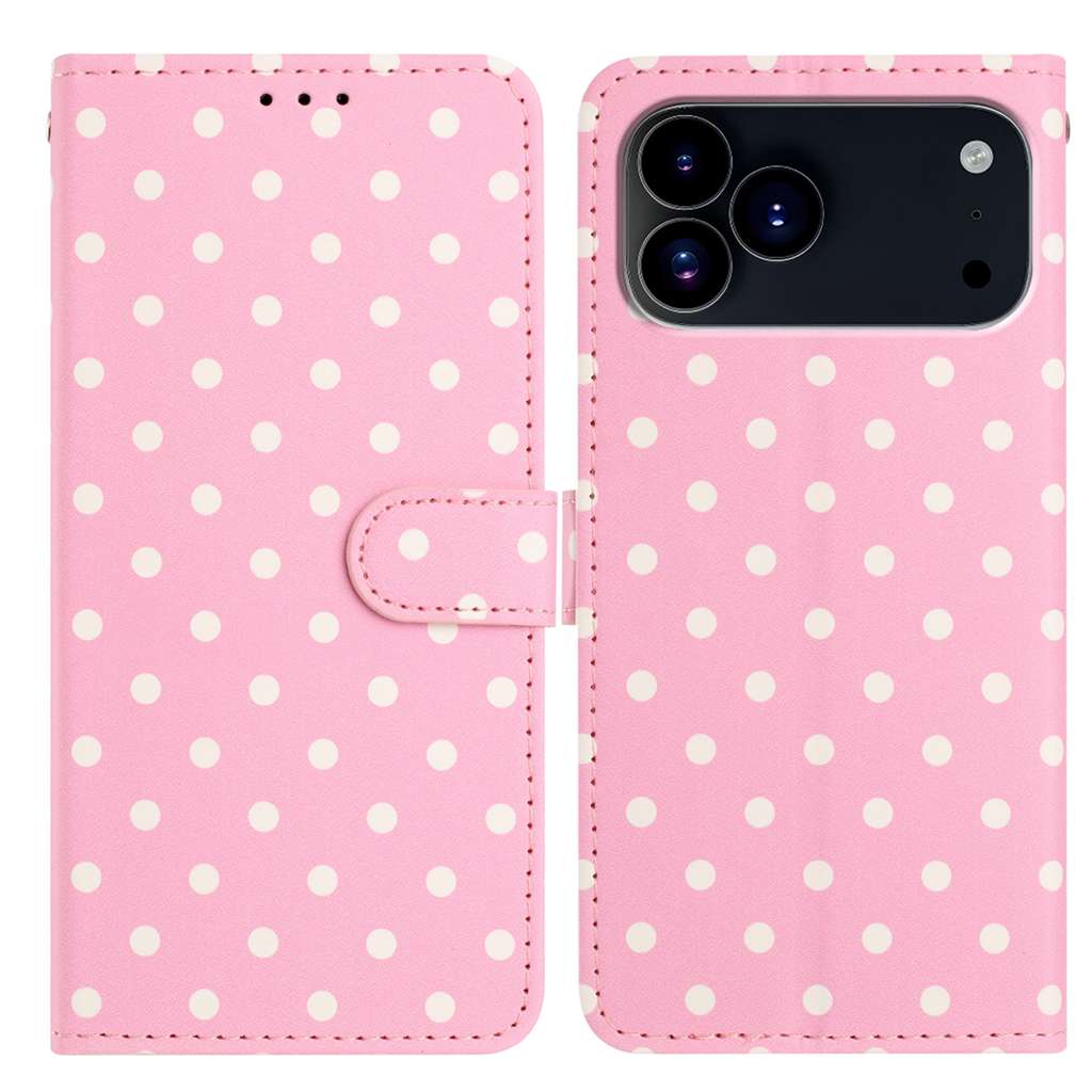 For iPhone 18 Pro Max / 17 Pro Max Leather Case Polka Dot Pattern Wallet Stand Folio Phone Cover