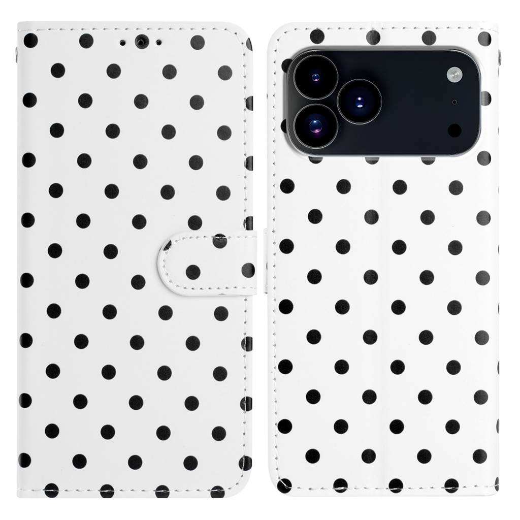 For iPhone 18 Pro Max / 17 Pro Max Leather Case Polka Dot Pattern Wallet Stand Folio Phone Cover