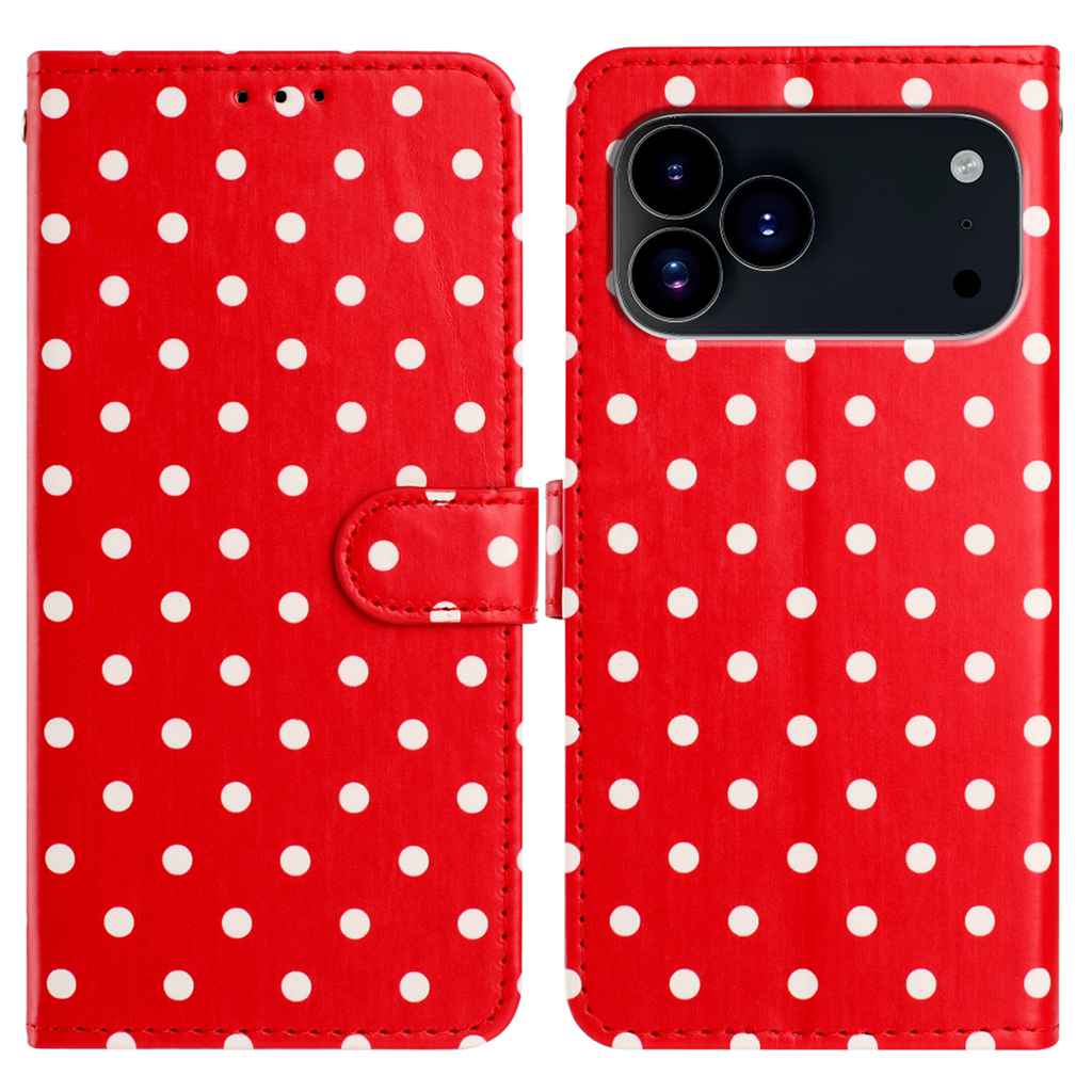 For iPhone 18 Pro Max / 17 Pro Max Leather Case Polka Dot Pattern Wallet Stand Folio Phone Cover