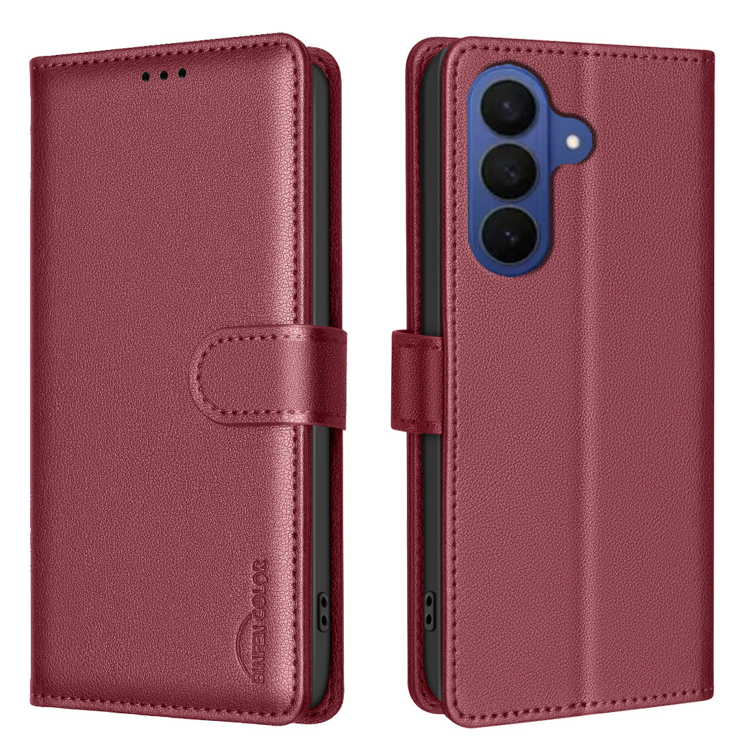 BINFEN COLOR For Samsung Galaxy S26 Leather Case  BF32 Wallet RFID Blocking Phone Cover