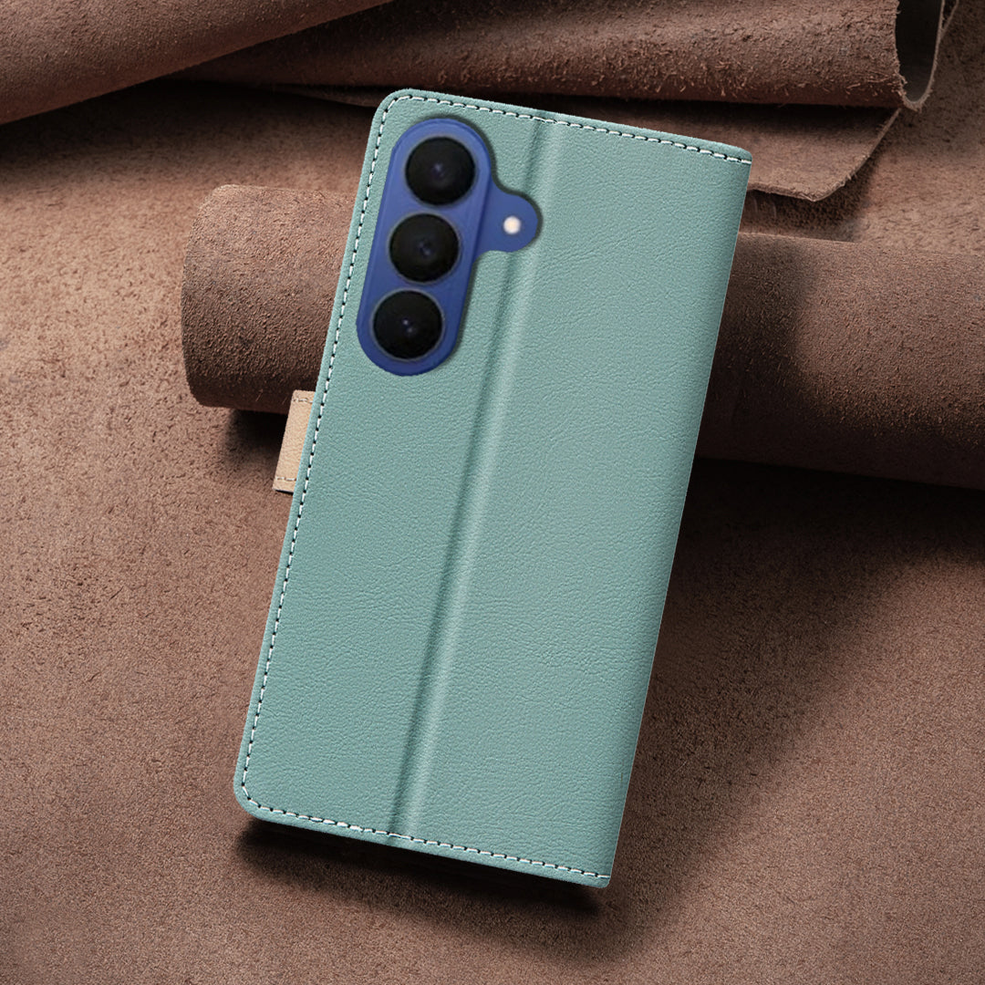 BINFEN COLOR For Samsung Galaxy S26 Leather Case  Splicing Color RFID Blocking Wallet Stand Phone Cover