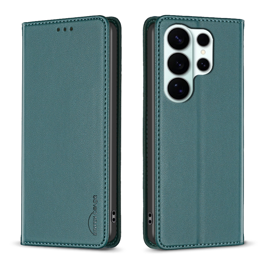 BINFEN COLOR For Samsung Galaxy S26 Ultra Leather Case  BF18 Phone Stand Cover with Card Slots