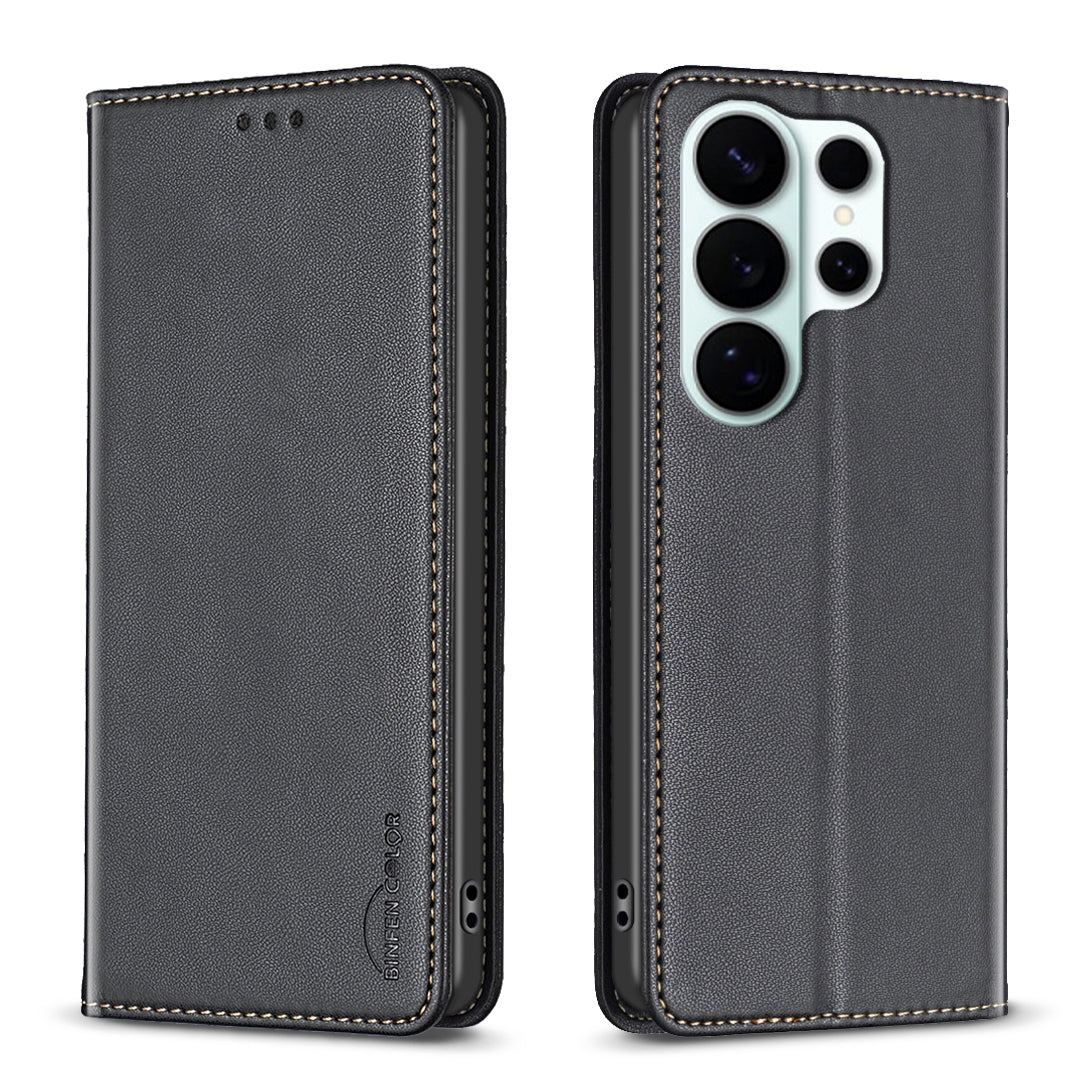 BINFEN COLOR For Samsung Galaxy S26 Ultra Leather Case  BF18 Phone Stand Cover with Card Slots
