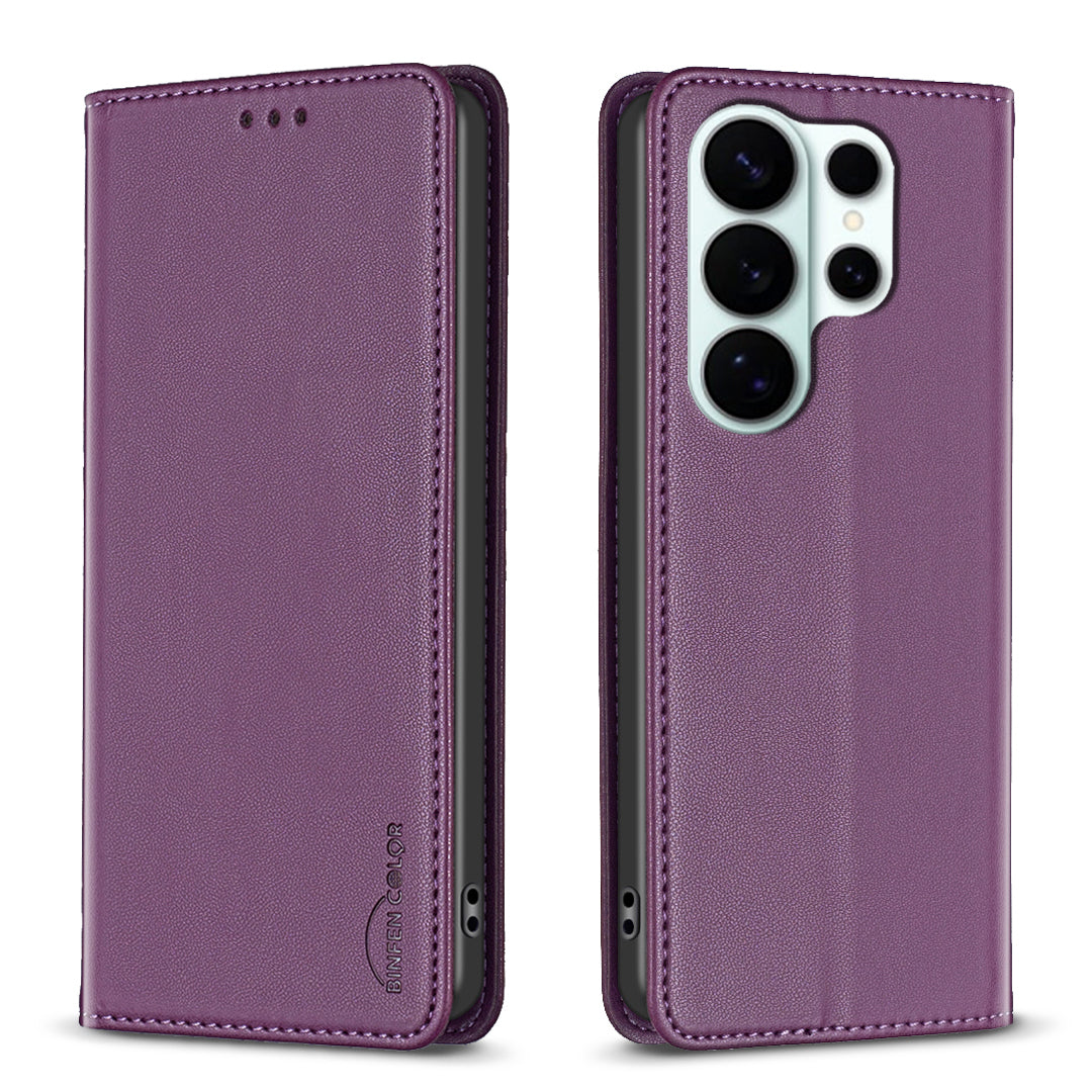 BINFEN COLOR For Samsung Galaxy S26 Ultra Leather Case  BF18 Phone Stand Cover with Card Slots