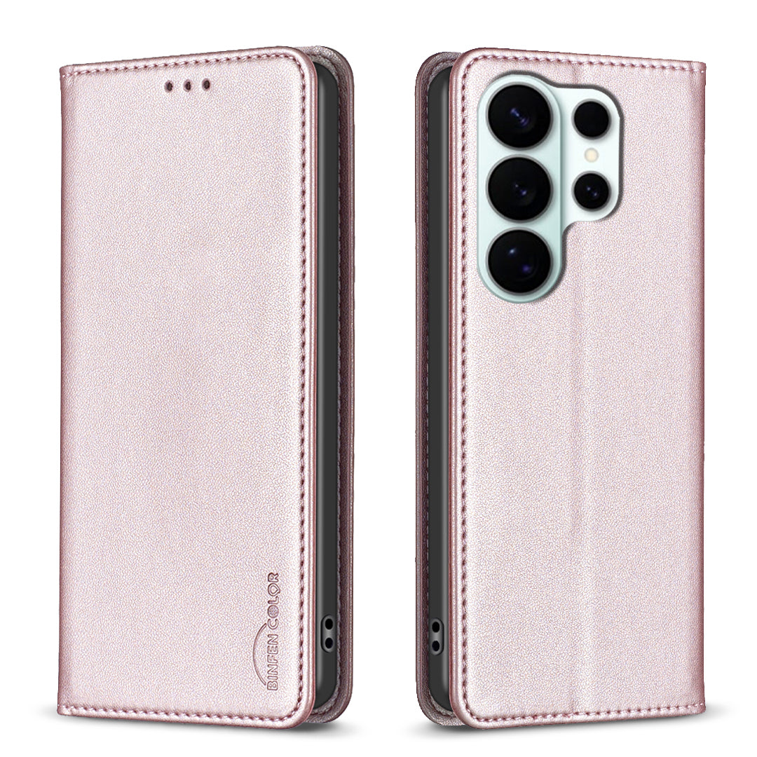BINFEN COLOR For Samsung Galaxy S26 Ultra Leather Case  BF18 Phone Stand Cover with Card Slots
