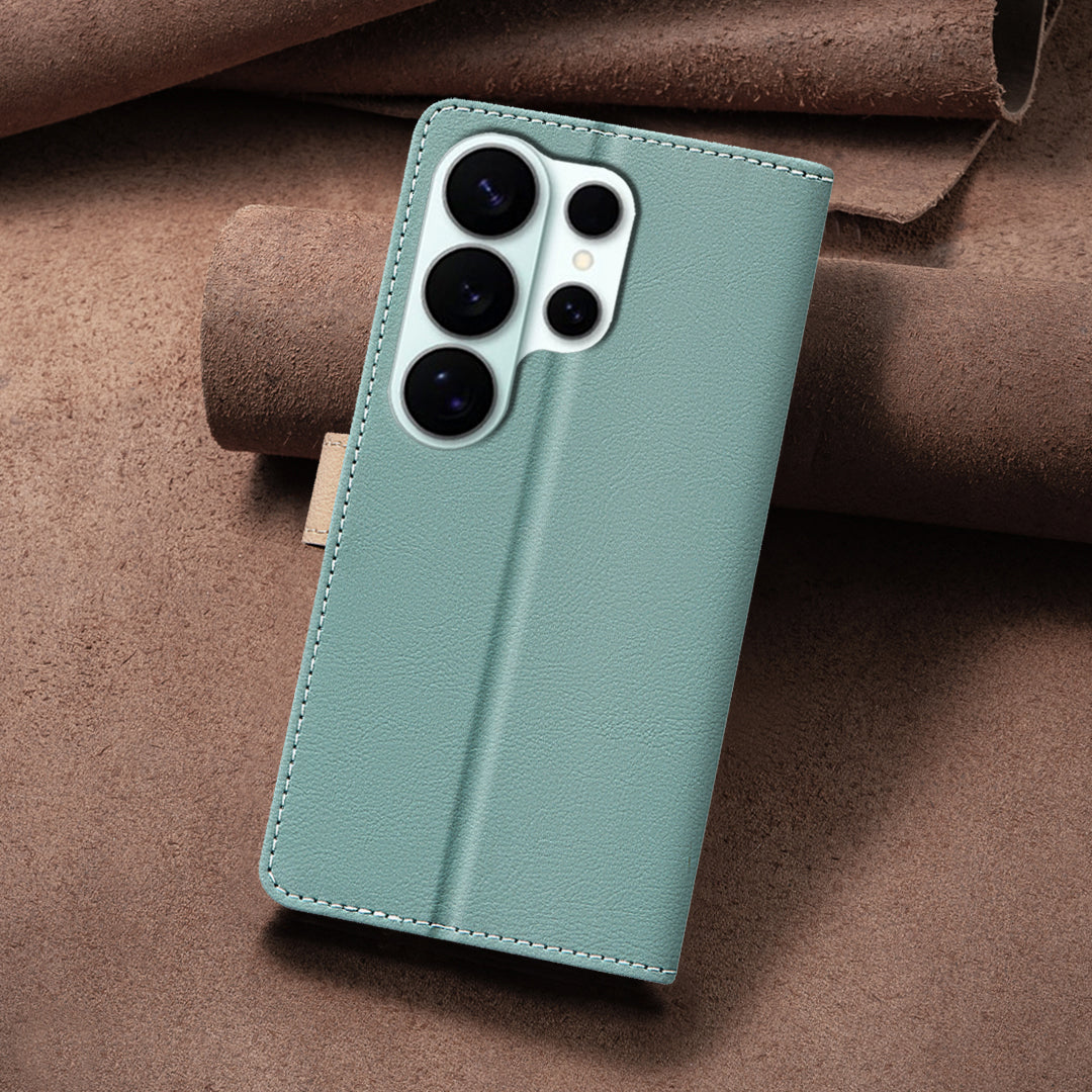 BINFEN COLOR For Samsung Galaxy S26 Ultra Leather Case  Splicing Color RFID Blocking Wallet Stand Phone Cover