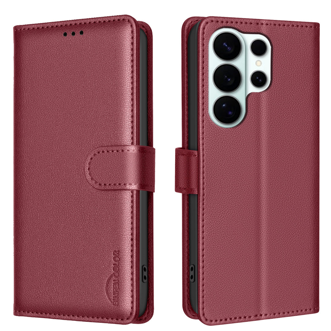 BINFEN COLOR For Samsung Galaxy S26 Ultra Leather Case  BF32 Wallet RFID Blocking Phone Cover