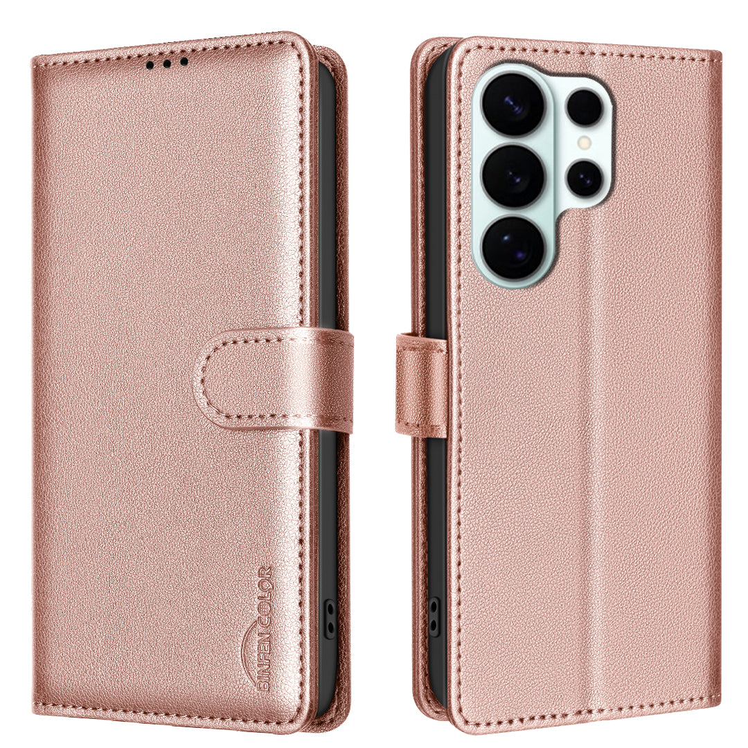 BINFEN COLOR For Samsung Galaxy S26 Ultra Leather Case  BF32 Wallet RFID Blocking Phone Cover