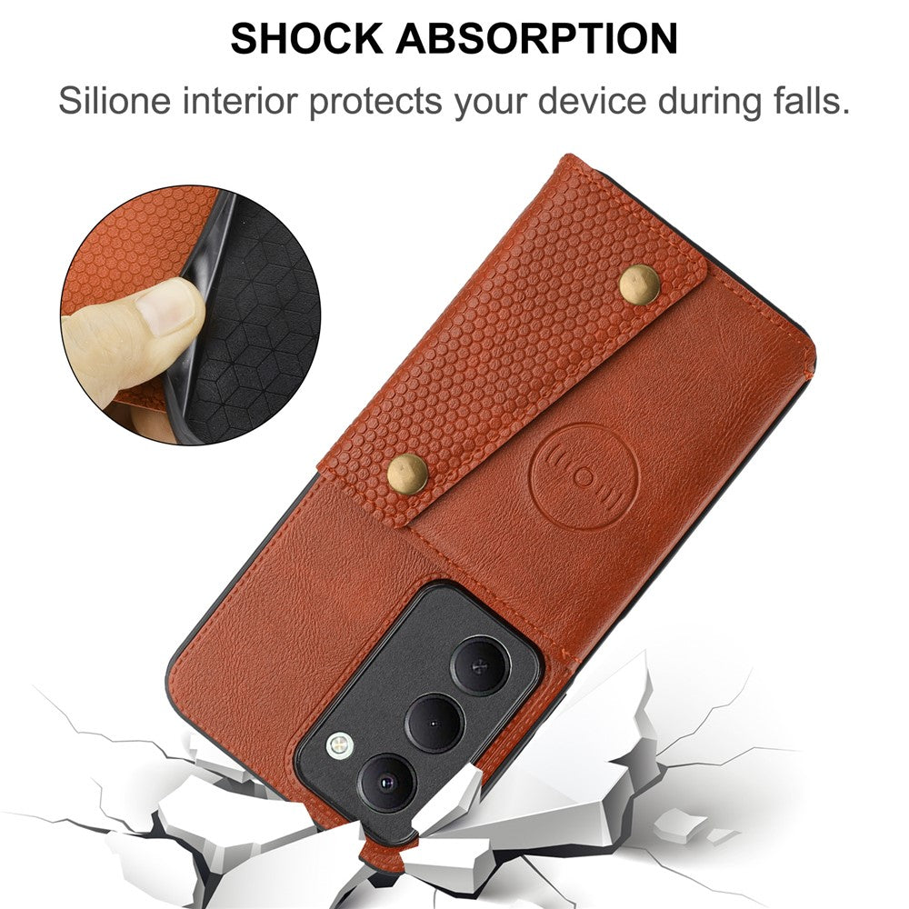 For Xiaomi Redmi 15 4G (EU) (171mm) Case with Card Slots Kickstand Leather + TPU Phone Cover