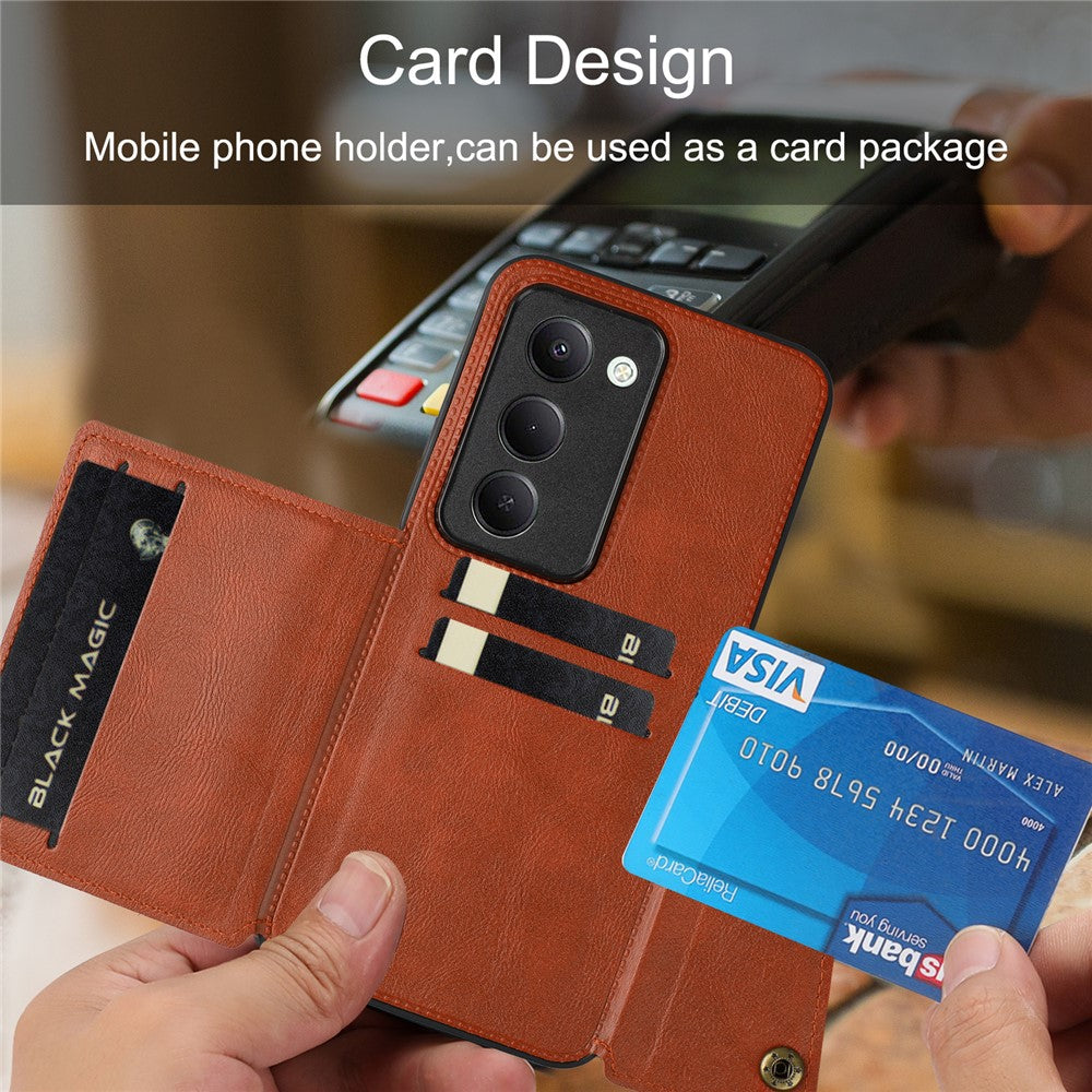 For Xiaomi Redmi 15 5G (EU) (171mm) Case with Card Slots Kickstand Leather + TPU Phone Cover