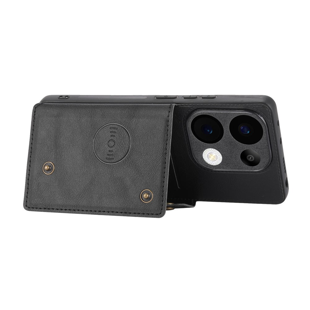 Phone Case For Xiaomi Redmi 15C 5G (EU) (173mm)  /  4G (EU) (173mm)  /  Poco C85 4G (173mm) Kickstand Leather + TPU Cover with Card Slots