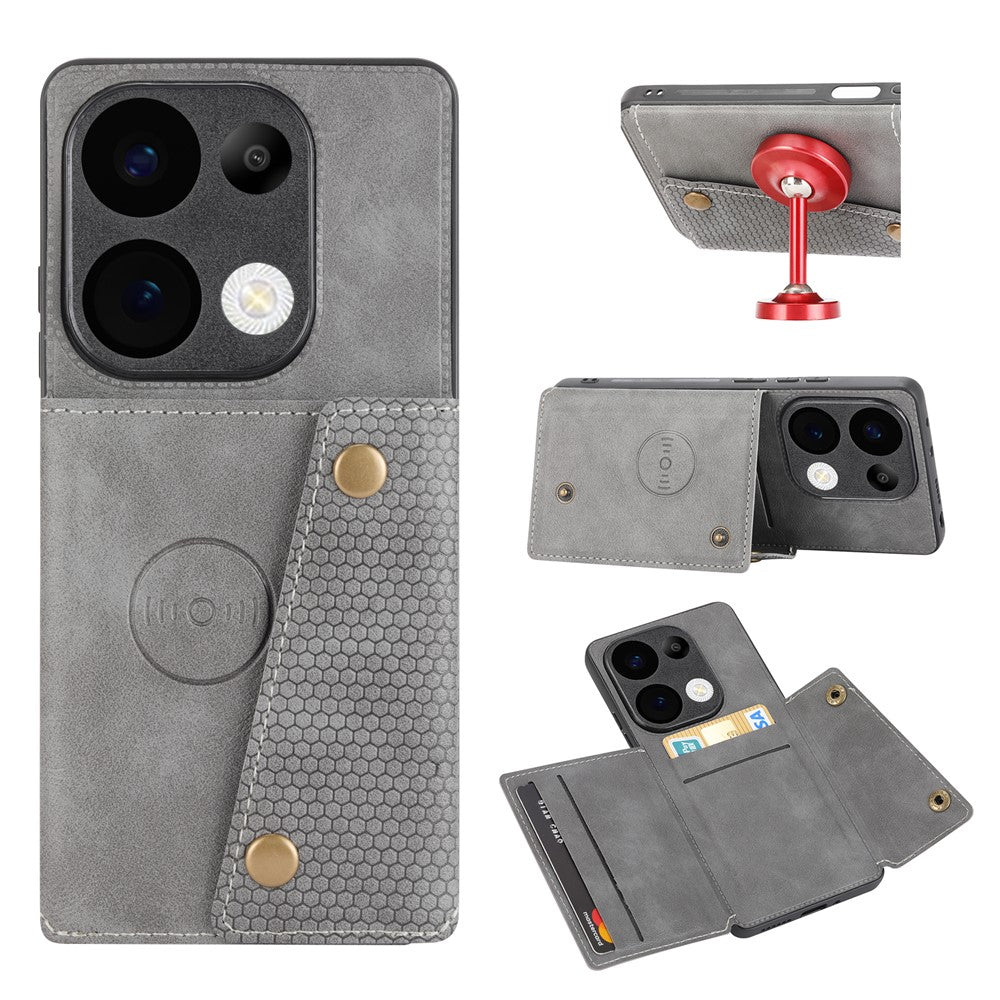 Phone Case For Xiaomi Redmi 15C 5G (EU) (173mm)  /  4G (EU) (173mm)  /  Poco C85 4G (173mm) Kickstand Leather + TPU Cover with Card Slots