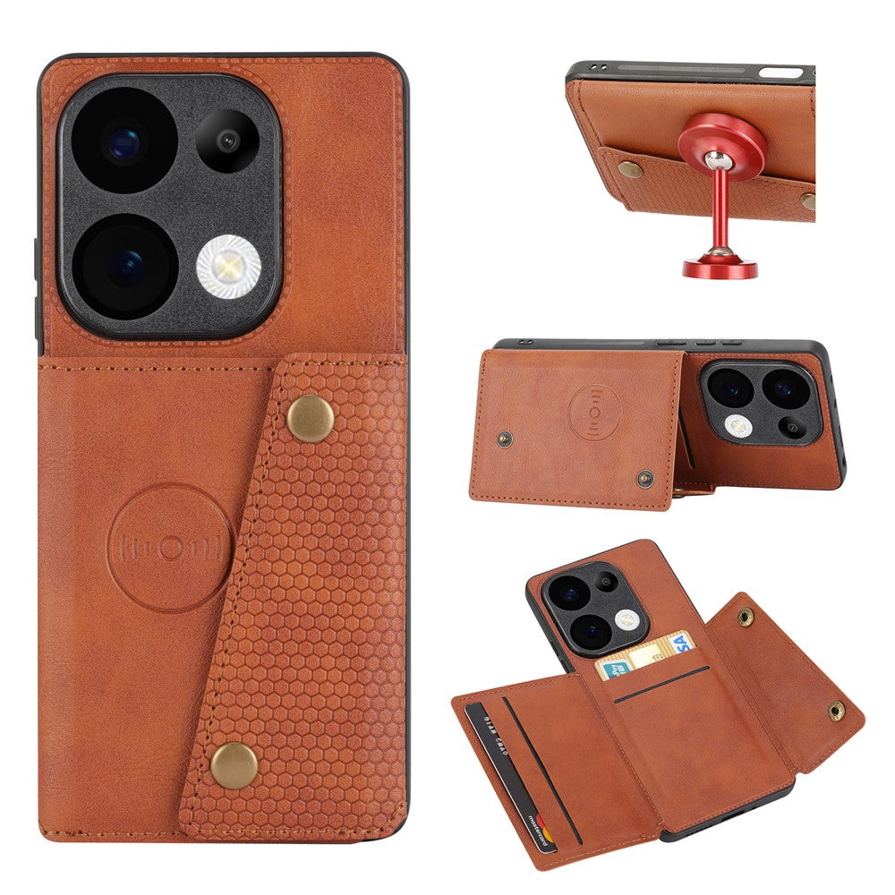 Phone Case For Xiaomi Redmi 15C 5G (EU) (173mm)  /  4G (EU) (173mm)  /  Poco C85 4G (173mm) Kickstand Leather + TPU Cover with Card Slots